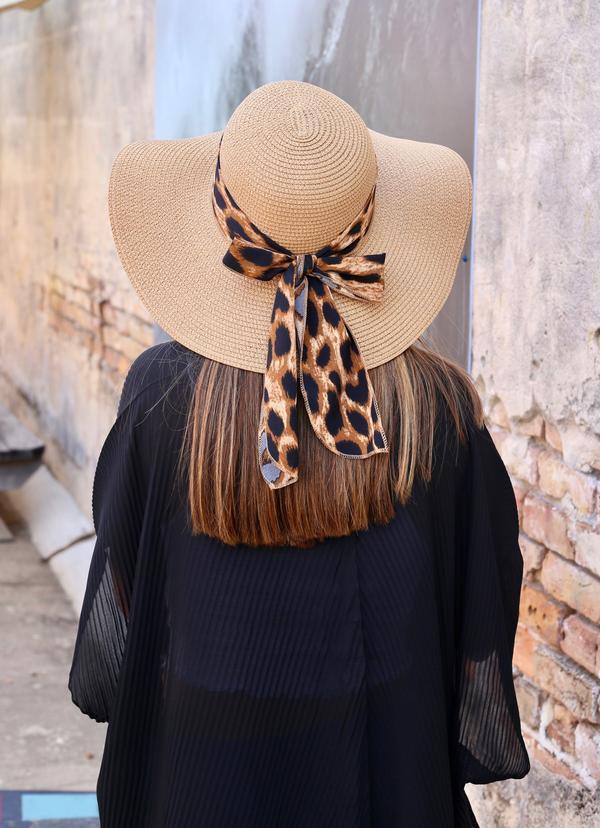 Miami Straw Hat With Bow Leopard
